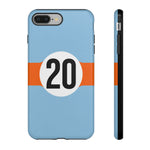 Copy of Blue Orange Number 20 Retro Racing Stripe Tough Phone Case Cover