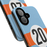 Copy of Blue Orange Number 20 Retro Racing Stripe Tough Phone Case Cover