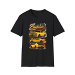 2018 Challenger Yellow Muscle Car T-Shirt | Retro Racing Graphic
