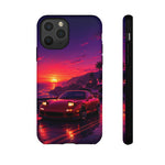 FD RX-7 Retro Sunset Sports Car Tough Case | Neon Vaporwave Beach Drive