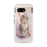 Maine Coon Watercolor Heart Phone Case Watercolor Kitten Art Gift