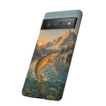 Leaping Golden Trout Lake Scene phone case | Tough Cover