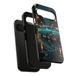 Vintage Teal 1957 Bel Air Classic Car Tough Case | Retro Rainy City Phone Cover