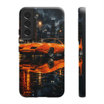 Orange Daytona Phone Case, Rainy City Night Muscle Car Tough Cover