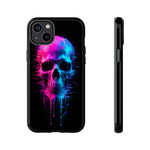 Neon Glitch Skull Phone Case, Dripping Paint Scanline Cover