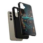 Vintage Teal 1957 Bel Air Classic Car Tough Case | Retro Rainy City Phone Cover