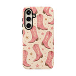 Pink Cowboy Boots phone case | Western pattern | Pastel stars