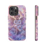 Cherub Cloud Throne Phone Case, Pastel Marble 3D Render Cover