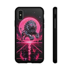 Chrome Lion Phone Case, Neon Grid Katakana Pride Tough Cover