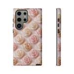 Silk Rose Phone Case, Blush Pink Floral Pattern Tough Cover, Gift
