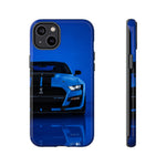 Blue Mustang Art Phone Case, GT500 American Muscle Car Tough Cover for Men
