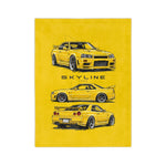Yellow Skyline GTR Illustration Blanket | R34 Trio Velveteen Microfiber