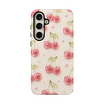 Pink Cherry Pattern Phone Case | Cute Retro Fruit Design
