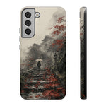 Autumn Temple Steps phone case | Japanese watercolor landscape cover