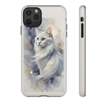 Turkish Angora Cat White Silk Portrait Art Tough Phone Case