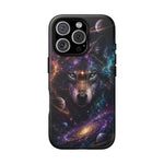 Cosmic Wolf Phone Case, Galaxy Nebula Portrait Tough Cover, Gift
