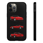 C4 Corvette Art Phone Case Red, Three-View Vector Cover, Gift
