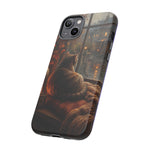 Rainy Window Cat Phone Case, Cozy Painterly Art Cover, Gift