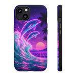 Neon Dolphin Ocean Vaporwave Art Tough Phone Case