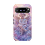 Cherub Cloud Throne Phone Case, Pastel Marble 3D Render Cover