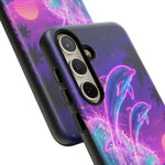Neon Dolphin Ocean Vaporwave Art Tough Phone Case
