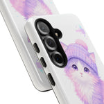 Pastel Cat Beanie Phone Case, Glitch Color Block Cover, Gift