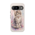 Maine Coon Watercolor Heart Phone Case Watercolor Kitten Art Gift