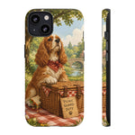 Cocker Spaniel Picnic Scene phone case | vintage dog art