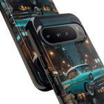 Vintage Teal 1957 Bel Air Classic Car Tough Case | Retro Rainy City Phone Cover