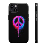 Glitch Peace Sign Phone Case, RGB Melt Digital Art Tough Cover, Gift