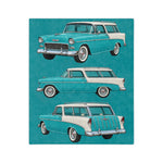1955 Nomad Turquoise Microfiber Throw Blanket Classic Wagon Car Gift