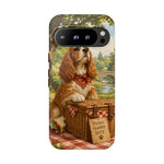 Cocker Spaniel Picnic Scene phone case | vintage dog art