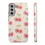 Pink Cherry Pattern Phone Case | Cute Retro Fruit Design