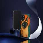 Siamese Cat Retro Halftone Portrait Case - Orange Teal Print