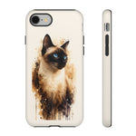 Siamese Cat Watercolor Portrait Tough Phone Case - Cream Choc