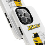Z06 Corvette Phone Case, Yellow Sketch Reveal Chrome Cover