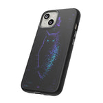 Glitch Owl Silhouette Art Tough Phone Case - Violet Teal