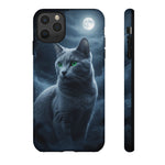 Russian Blue Cat Silver Moonlight Art Tough Phone Case