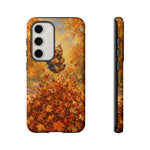 Yorkshire Terrier Jumping in Autumn Leaves Tough Case | Fall Dog Phone Cover