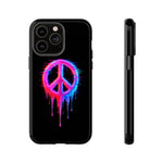 Glitch Peace Sign Phone Case, RGB Melt Digital Art Tough Cover, Gift