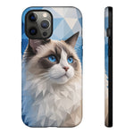 Ragdoll Cat Polygon Portrait Tough Phone Case - Blue Cream