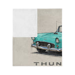 Turquoise 1955 Thunderbird Illustration Blanket | Retro Classic Car Throw