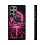 Chrome Lion Phone Case, Neon Grid Katakana Pride Tough Cover