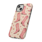 Pink Cowboy Boots phone case | Western pattern | Pastel stars