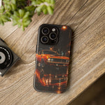 Orange Cuda Phone Case, Rainy City Night Muscle Car Tough Cover