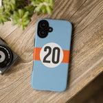 Copy of Blue Orange Number 20 Retro Racing Stripe Tough Phone Case Cover