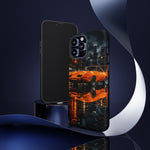 Orange Daytona Phone Case, Rainy City Night Muscle Car Tough Cover
