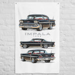 1958 Impala Black Hardtop Banner 34x56 Garage Man Cave Wall Decor Gift