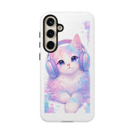 Pastel Cat Phone Case, Headphones Glitch Color Block Cover