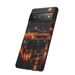 Orange Cuda Phone Case, Rainy City Night Muscle Car Tough Cover